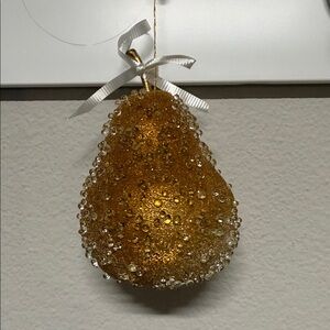 Gold Beaded Pear Shaped Christmas Ornament